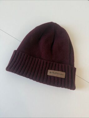 The Bar Maroon Knit Beanie Hat